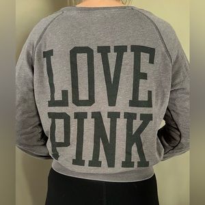 pink gray sweater, size small & fits like small